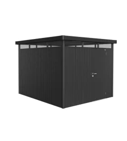 Casetta da giardino biohort "highline h5" in acciaio zincato colore grigio scuro metallizzato con porta battente semplice 275x315x222 cm - cod. 84060