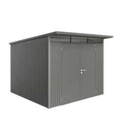 Casetta da giardino biohort "avantgarde a7" in acciaio zincato colore grigio quarzo metallizzato con porta battente doppia 260x300x218 cm