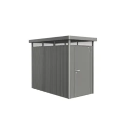 Casetta da giardino biohort "highline hs" in acciaio zincato colore grigio quarzo metallizzato con porta battente semplice 155x275x222 cm - cod. 88010