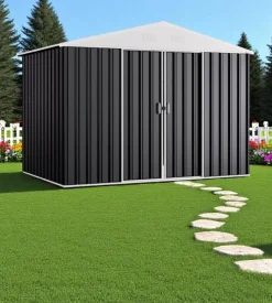 Casetta da giardino domus "l new" in metallo grigio con porte scorrevoli 267x173x194 cm