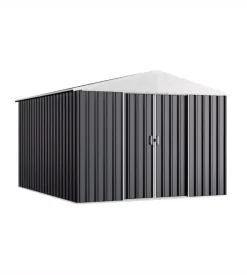 Casetta da giardino domus "xl new" in metallo grigio con porte scorrevoli 267x300x194 cm