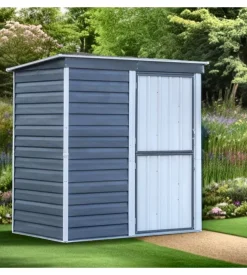 Casetta da giardino habrita "spacemaker shed" in acciaio zincato antracite e panna 203,2x161,1x196,4 cm