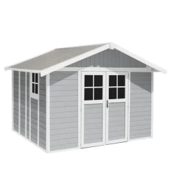 Casetta da giardino in pvc grosfillex "deco 11" grigio e bianco 370x407x250 cm - cod. 22911235