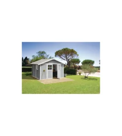 Casetta da giardino in pvc grosfillex "deco 11" grigio e bianco 370x407x250 cm - cod. 22911235