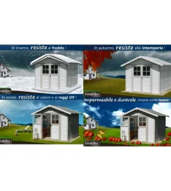 Casetta da giardino in pvc grosfillex "deco 5" bianco e grigio-verde 295x261x236 cm - 22905140