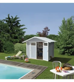 Casetta da giardino in pvc grosfillex "utility 5" grigio-azzurro e bianco 295x261x236 cm - cod. 22805137