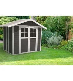 Casetta da giardino in pvc grosfillex "deco 5" grigio scuro e bianco 295x261x236 cm - cod. 22905276