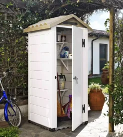 Casetta da giardino in pvc garofalo "tuscany 80" l.96,5 x p.96,5 x h.203