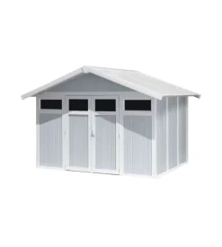 Casetta da giardino in pvc grosfillex "utility 7" grigio-azzurro e bianco 370x298x250 cm - cod. 22807137