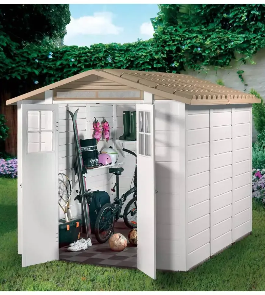 Casetta da giardino in pvc garofalo "tuscany evo 240" l.229 x p.262 x h.220