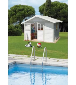 Casetta da giardino in pvc grosfillex "deco 7" bianco e grigio-verde 370x298x250 cm - cod. 22907140