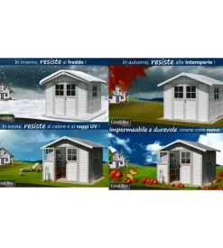 Casetta da giardino in pvc grosfillex "deco 7" bianco e grigio-verde 370x298x250 cm - cod. 22907140