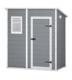 Casetta da giardino keter "manor pent 6x4" in resina colore grigio con porta battente singola 183,5x111x200,5 cm