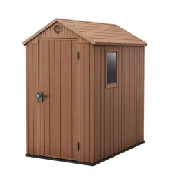Casetta da giardino keter "darwin 4x6" in evotech+ colore marrone con porta battente singola 125,8x184,5x205,1 cm