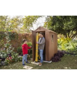 Casetta da giardino keter "darwin 4x6" in evotech+ colore marrone con porta battente singola 125,8x184,5x205,1 cm