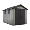 Casetta da giardino keter "oakland 7511" in duotech colore grigio con porta battente doppia 230x350x242 cm