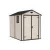 Casetta da giardino keter "manor 6x8" in resina colore beige con porta battente doppia 185,8x236,8x227 cm