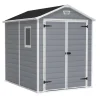 Casetta da giardino keter "manor 6x8" in resina colore grigio con porta battente doppia 185,8x236,8x227 cm
