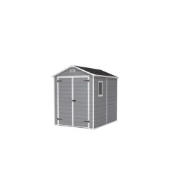 Casetta da giardino keter "manor 6x8" in resina colore grigio con porta battente doppia 185,8x236,8x227 cm