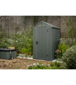 Casetta da giardino keter "darwin 4x4" in evotech+ colore verde con porta battente singola 123,8x117x205,1 cm