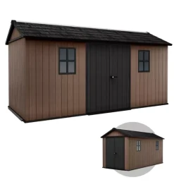 Casetta da giardino keter "newton+ 7515/1575" in resina marrone doppia opzione montaggio 476x230x246 cm