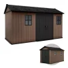 Casetta da giardino keter "newton+ 7513/1375" in resina marrone doppia opzione montaggio 413x230x246 cm