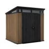 Casetta da giardino keter "pent 7x7" in resina marrone con porta battente doppia 214x218x226 cm