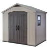 Casetta da giardino keter "factor 8x6" in resina colore beige con porta battente doppia 256,5x182x243 cm