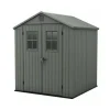 Casetta da giardino keter "darwin 6x6" in evotech+ colore verde con porta battente doppia 190x183x221 cm