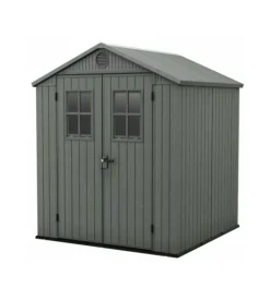 Casetta da giardino keter "darwin 6x6" in evotech+ colore verde con porta battente doppia 190x183x221 cm