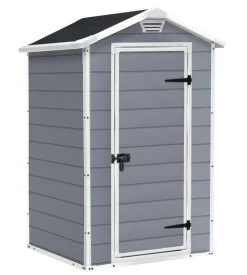 Casetta da giardino keter "manor 4x3" in resina colore grigio con porta battente singola 129x103x196 cm