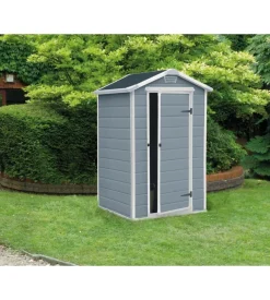 Casetta da giardino keter "manor 4x3" in resina colore grigio con porta battente singola 129x103x196 cm