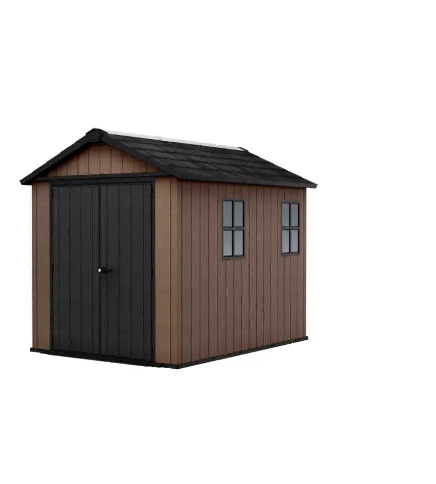 Casetta da giardino keter "newton+ 759/975" in resina marrone doppia opzione montaggio 287x230x246 cm