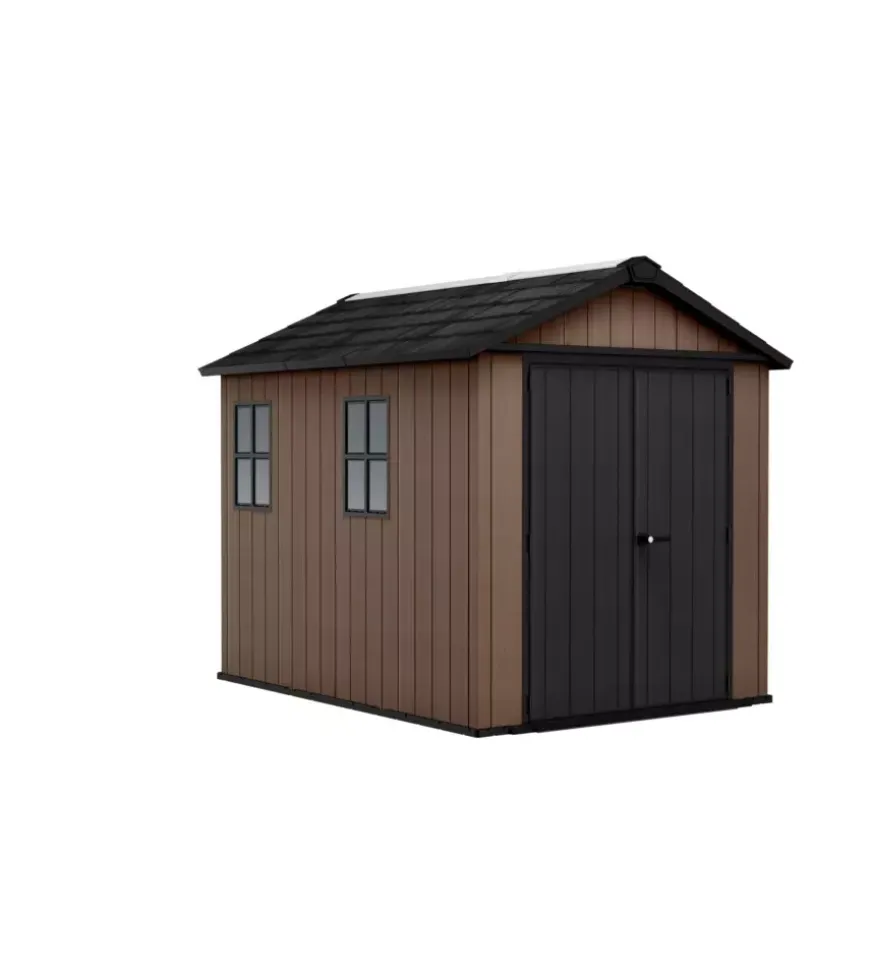 Casetta da giardino keter "newton+ 759/975" in resina marrone doppia opzione montaggio 287x230x246 cm