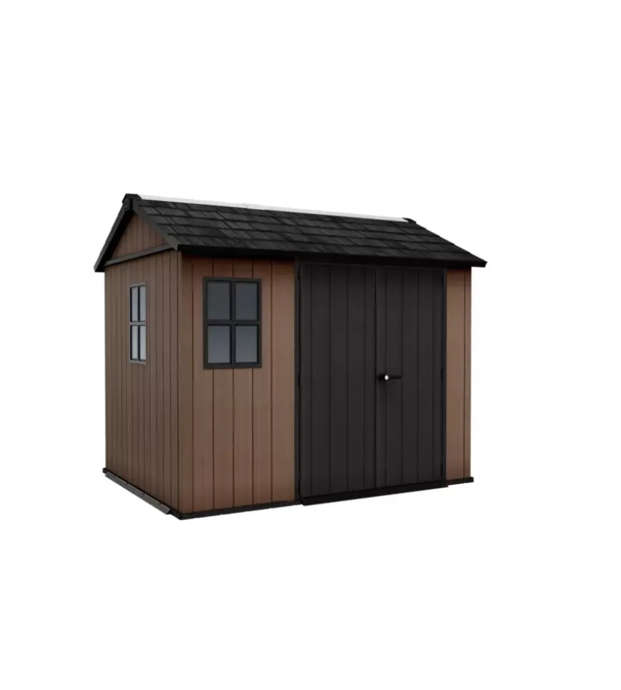 Casetta da giardino keter "newton+ 759/975" in resina marrone doppia opzione montaggio 287x230x246 cm