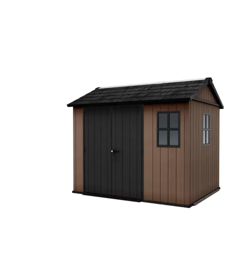 Casetta da giardino keter "newton+ 759/975" in resina marrone doppia opzione montaggio 287x230x246 cm