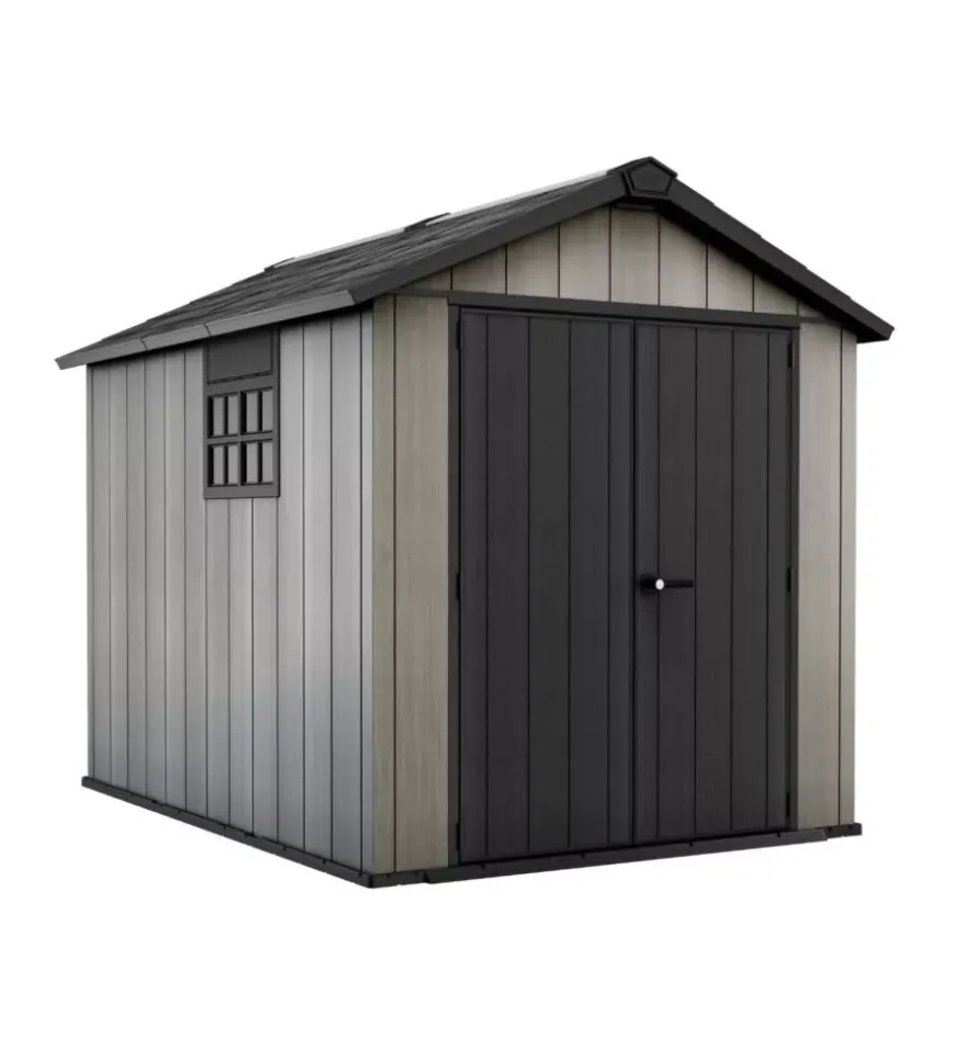 Casetta da giardino keter "oakland 759" in duotech colore grigio con porta battente doppia 229x287x242 cm