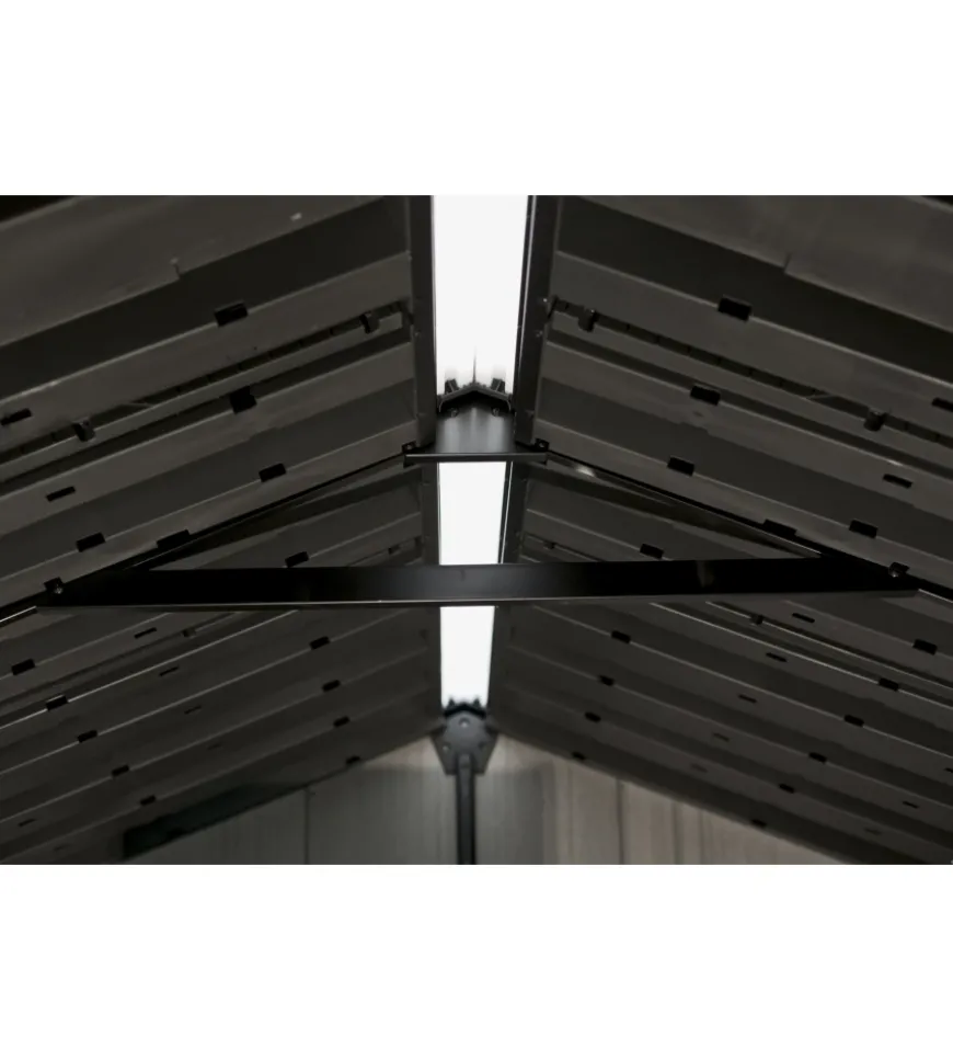 Casetta da giardino keter "oakland 759" in duotech colore grigio con porta battente doppia 229x287x242 cm