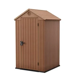 Casetta da giardino keter "darwin 4x4" in evotech+ colore marrone con porta battente singola 123,8x117x205,1 cm