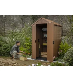 Casetta da giardino keter "darwin 4x4" in evotech+ colore marrone con porta battente singola 123,8x117x205,1 cm