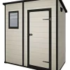 Casetta da giardino keter "manor pent 6x4" in resina colore beige con porta battente singola 183,5x111x200,5 cm