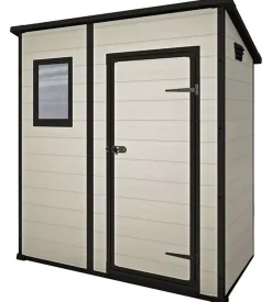Casetta da giardino keter "manor pent 6x4" in resina colore beige con porta battente singola 183,5x111x200,5 cm