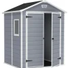 Casetta da giardino keter "manor 6x5" in resina colore grigio con porta battente doppia 185x152x226 cm