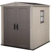 Casetta da giardino keter "factor 6x6" in resina colore beige con porta battente doppia 178x195,5x208 cm