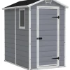 Casetta da giardino keter "manor 4x6" in resina colore grigio con porta battente singola 130x192x198 cm