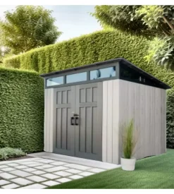 Casetta da giardino lifetime in resina effetto legno grigio 2,54x2,54x2,37 cm