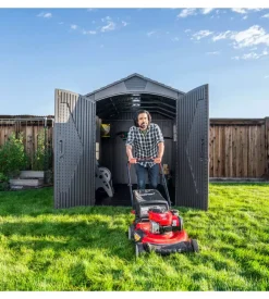 Casetta da giardino lifetime "venezia 3" in resina grigio effetto legno 213x355x228 cm