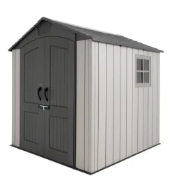 Casetta da giardino lifetime in resina effetto legno grigio 214x214x227 cm