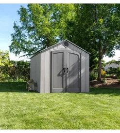 Casetta da giardino lifetime in resina effetto legno grigio 244x305x241 cm