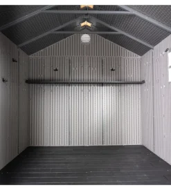 Casetta da giardino lifetime in resina effetto legno grigio 244x305x241 cm